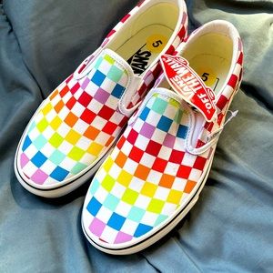 Vans size 5 kids, Multi colored checkered.